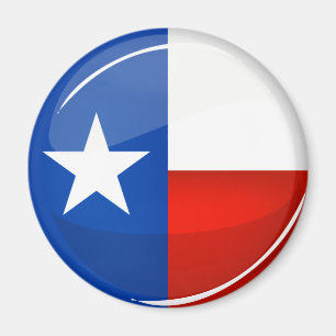 Glossy Round Texas Flag Magnet