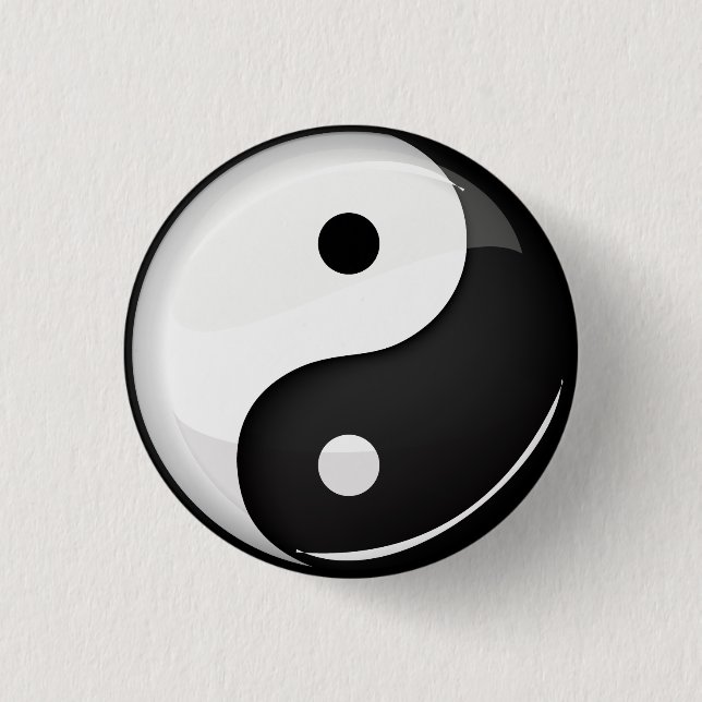 Glossy Round Yin Yang Symbol 1 Inch Round Button (Front)