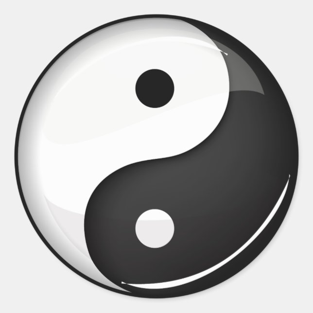 Glossy Round Yin Yang Symbol Classic Round Sticker (Front)
