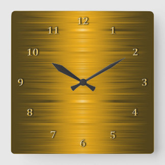 Glossy Shaded Golden Square Wall Clock