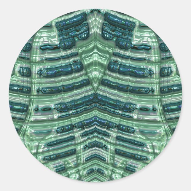 Glossy shades of Green ~ Classic Round Sticker (Front)