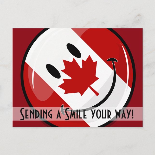 Glossy Smiling Canadian Flag Postcard (Front)