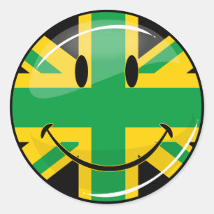 Glossy Smiling Jamaican British Flag Classic Round Sticker