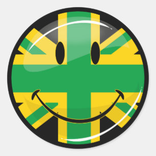 Glossy Smiling Jamaican British Flag Classic Round Sticker