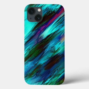 Glossy stained from cyan to blue, and red spots iPhone 13 case