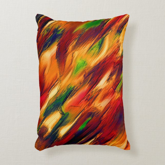 Glossy stained from red to orange, a little green accent pillow (Front(Vertical))