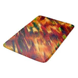 Glossy stained from red to orange, a little green bath mat