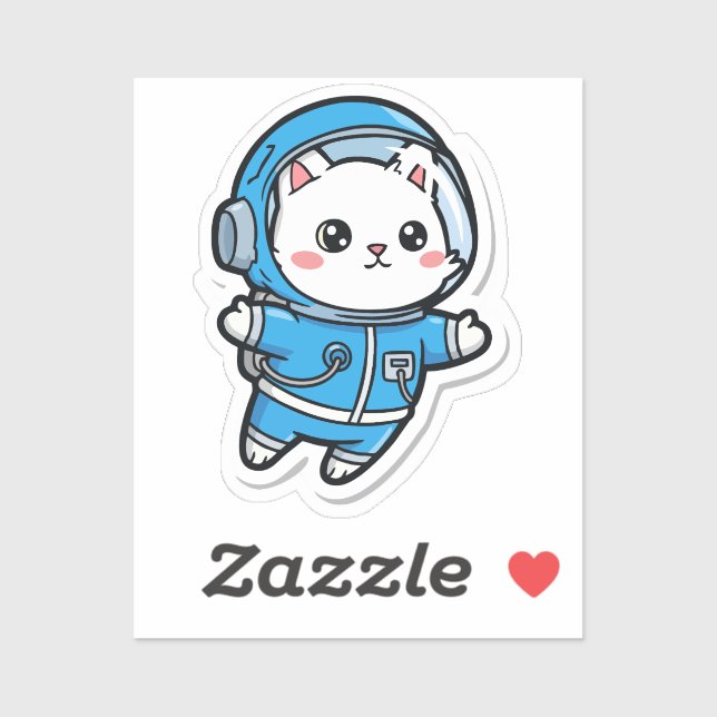Glossy Transparent -Cute Astronaut Cat 2x2 (Sheet)