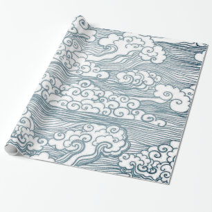 Glossy Wrapping Paper, 30" x 6' JAPANESE CLOUDS Paper