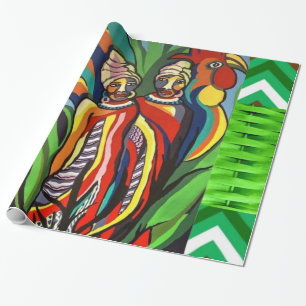 Glossy Wrapping Paper, African Women Parrot Paper