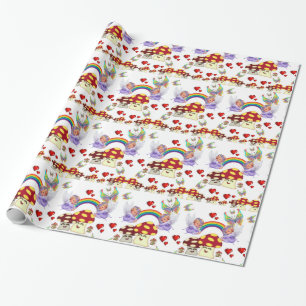 Glossy Wrapping Paper, Angel Butterfly Mushrooms Paper