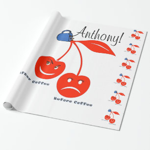 Glossy Wrapping Paper, Before After Coffee Cherrie Wrapping Paper
