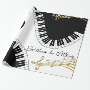 Glossy Wrapping Paper, Black and White Music Notes Paper