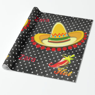 Glossy Wrapping Paper, BlackWhite Polkadot Pepper Paper