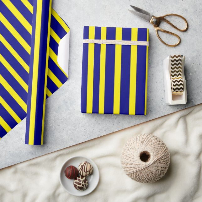 Glossy Wrapping Paper Blue & Yellow Stripe (Crafts)