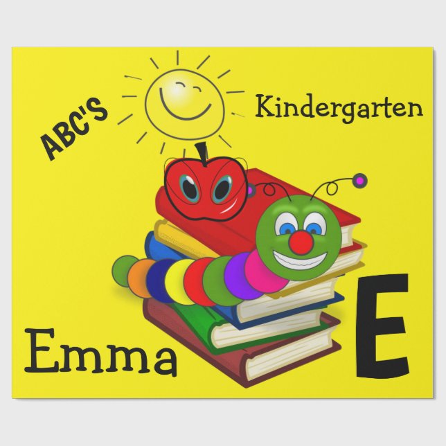 Glossy Wrapping Paper, Bookworm Books Bee Yellow Wrapping Paper (Flat)