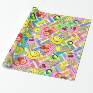 Glossy Wrapping Paper Chevron Strawberry Ice Cream