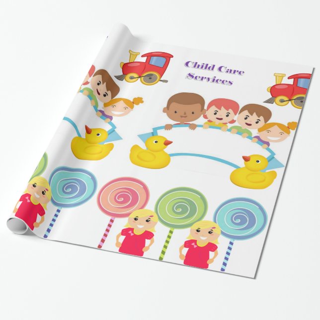 Glossy Wrapping Paper, Child Care Services Wrapping Paper (Unrolled)
