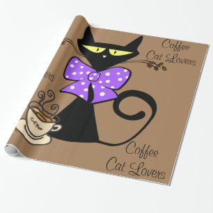 Glossy Wrapping Paper, Coffee Cat Lovers Paper