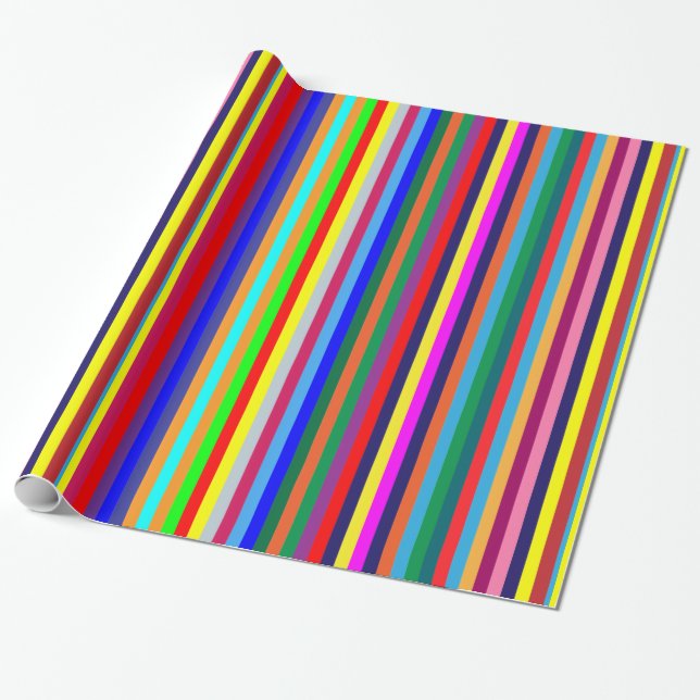 Glossy Wrapping Paper Colourful Stripe (Unrolled)