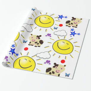 Glossy Wrapping Paper, Cow Sun Hearts Butterfly Paper