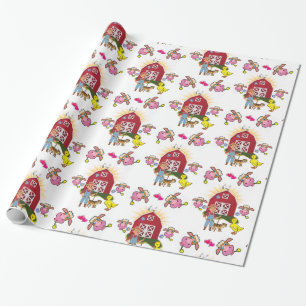 Glossy Wrapping Paper, Farmer Farmhouse Cows Paper