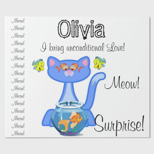 Glossy Wrapping Paper, Feline Cat Surprise Wrapping Paper (Flat)