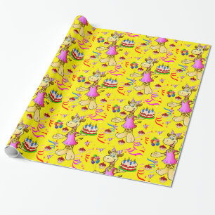 Glossy Wrapping Paper, Giraffe Happy Birthday Cake Paper