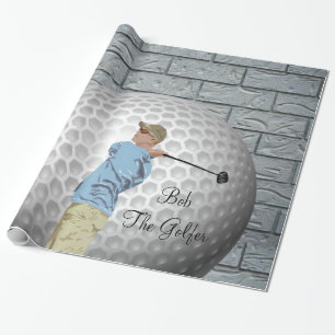 Glossy Wrapping Paper, Golf Golfing Golfer Paper