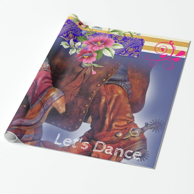Glossy Wrapping Paper, Line Dancing Country Wrapping Paper (Unrolled)