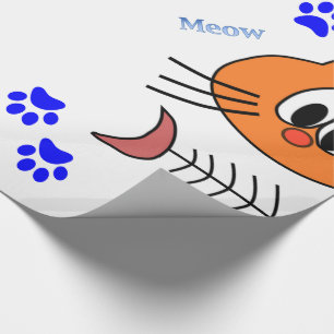 Glossy Wrapping Paper, Meow Cat Fish Bones Paper