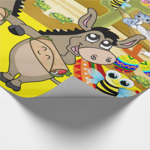Glossy Wrapping Paper, Mexican Man Donkey Bee Paper