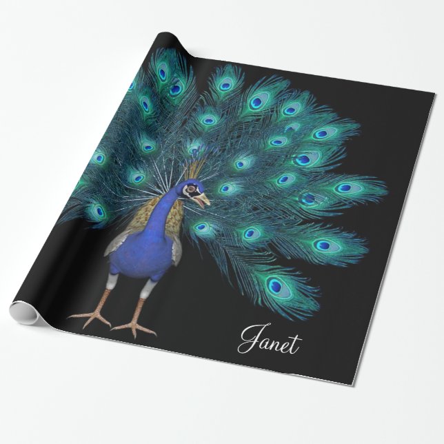Glossy Wrapping Paper, Peacock Wrapping Paper (Unrolled)