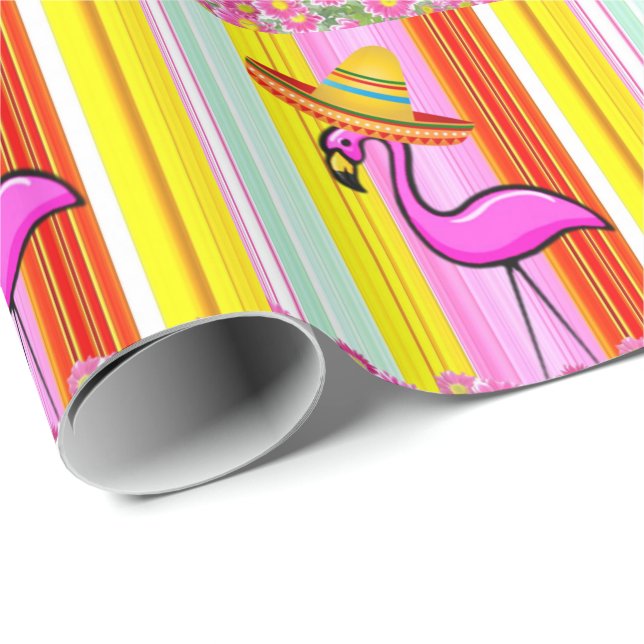 Glossy Wrapping Paper Pink Flamingo (Roll Corner)