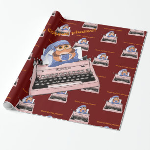 Glossy Wrapping Paper, Pink Typewriter Coffee Paper