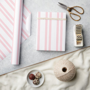 Glossy Wrapping Paper Pink & White Stripe