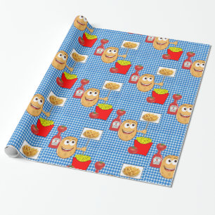 Glossy Wrapping Paper, Potato French Fries Plaid Paper