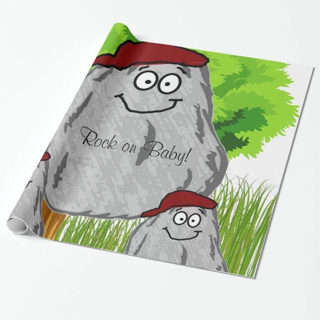 Glossy Wrapping Paper, Rocks Rock on Baby! Wrapping Paper (Unrolled)