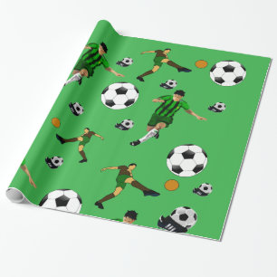 Glossy Wrapping Paper Soccer Ball Green