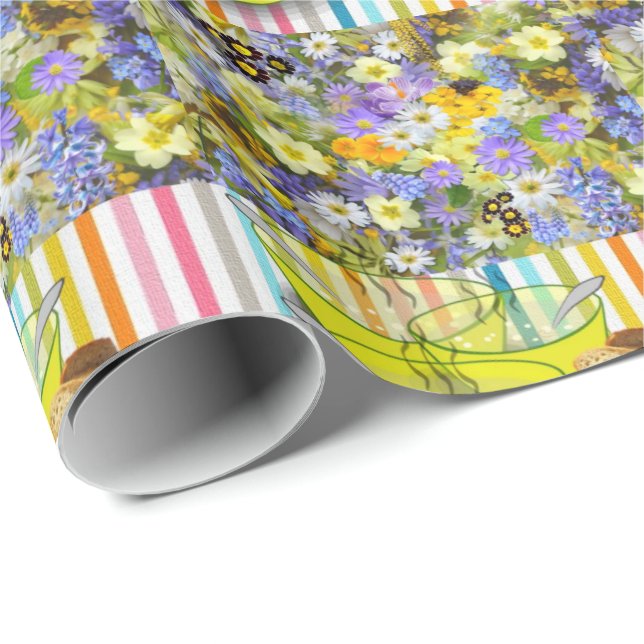 Glossy Wrapping Paper Soup Floral Stripe (Roll Corner)