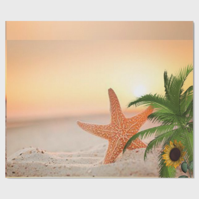 Glossy Wrapping Paper Starfish Beach (Flat)
