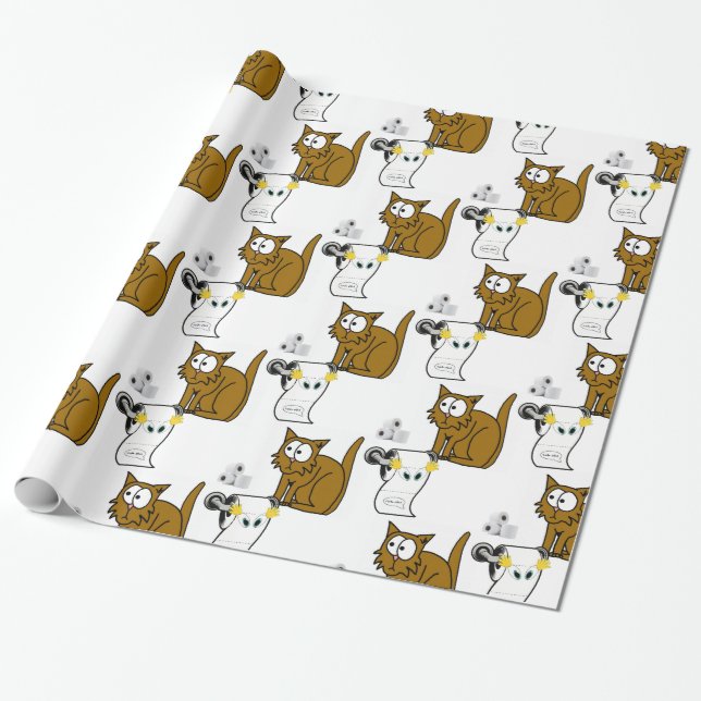 Glossy Wrapping Paper, Toilet Paper Cat (Unrolled)