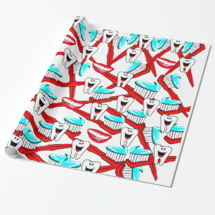 Glossy Wrapping Paper, Toothpaste Toothbrush Teeth Paper