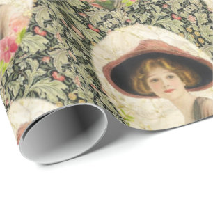 Glossy Wrapping Paper Victorian Green