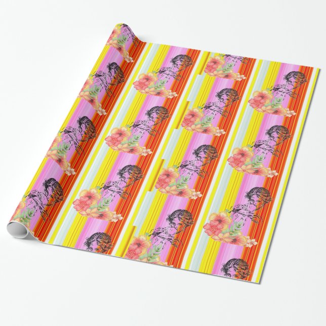 Glossy Wrapping Paper, Victorian Stripe Wrapping Paper (Unrolled)
