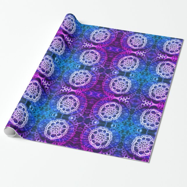 Glossy Wrapping Paper, White Mandala Edelweiss Wrapping Paper (Unrolled)