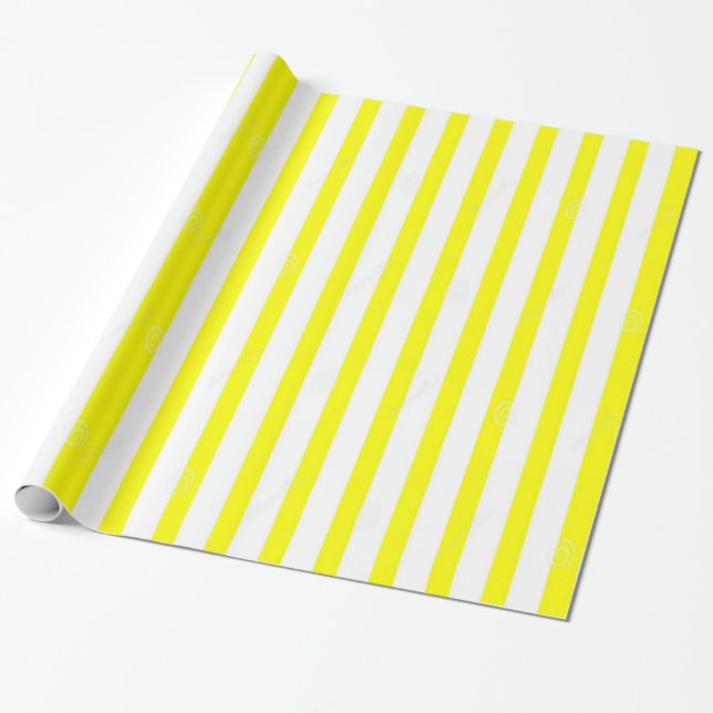 Glossy Wrapping Paper Yellow & White Stripe (Unrolled)