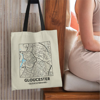 Gloucester, Gloucestershire City Map Tote Bag