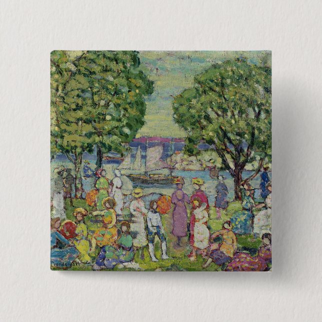 Gloucester Harbour (oil on canvas) 2 Inch Square Button (Front)