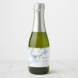 Gloucester MA Destination Wedding Elegant Mini Sparkling Wine Label